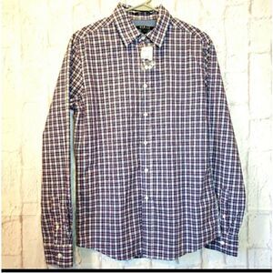 21 MEN NWT Plaid Button-Down Shirt Blue Pink White Small